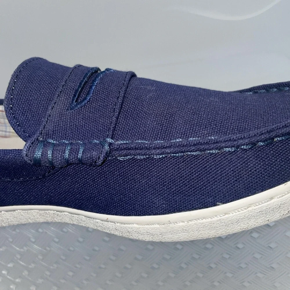 Cole Haan Pinch Maine Classic Navy Canvas Slip On Penny‎ Loafers Shoes Size 8.5